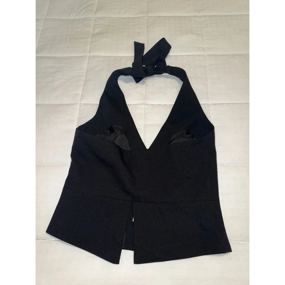 NWT Tiger Mist Black Halter Buttoned Top - Picture 4 of 4